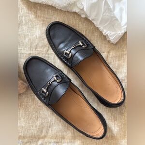 Alan Payne Penny Loafers 9 Men's Dress Shoes Black Leather Horse Bit